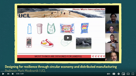 Title slide with the words: Designing for resilience through circular economy and distributed manufacture. Professor Mark Miodownik UCL